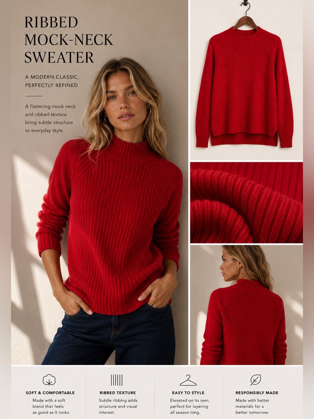 NWT Banana Republic Ribbed Mock neck Sweater